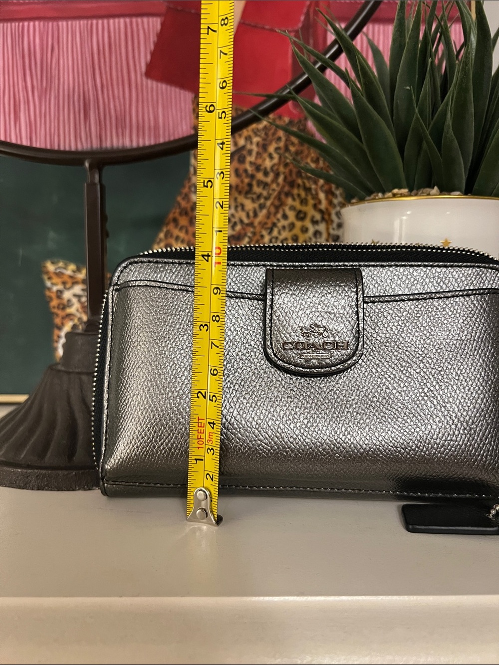Coach NIB Metallic Gunmetal Zip Wristlet Wallet - Picture 11 of 11